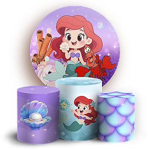 Capas Painel Redondo e Trio Cilindro Sublimado - Princesa-Ariel