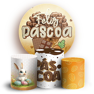 Capas Painel Redondo e Trio Cilindro Sublimado - Pascoa