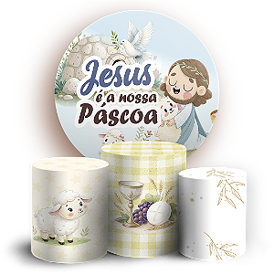 Capas Painel Redondo e Trio Cilindro Sublimado - Pascoa