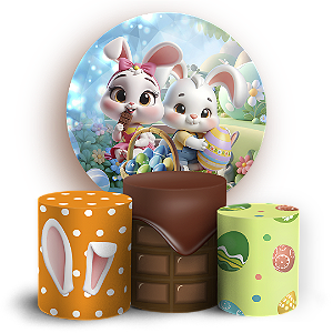 Capas Painel Redondo e Trio Cilindro Sublimado - Pascoa