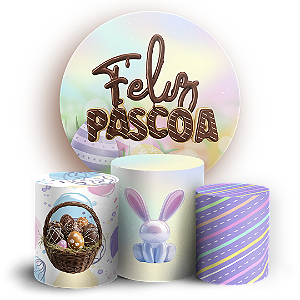Capas Painel Redondo e Trio Cilindro Sublimado - Pascoa