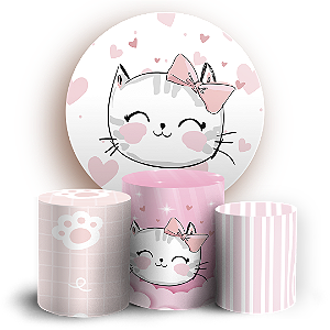 Capas Painel Redondo e Trio Cilindro Sublimado - Gatinha