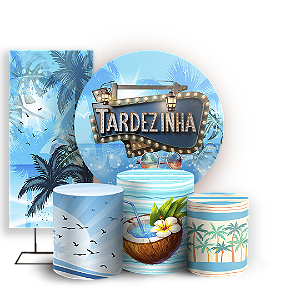 Capas Painel Redondo Trio Cilindro e Faixa Lateral Sublimado - Tardezinha