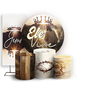 Capas Painel Redondo Trio Cilindro e Faixa Lateral Sublimado - Pascoa