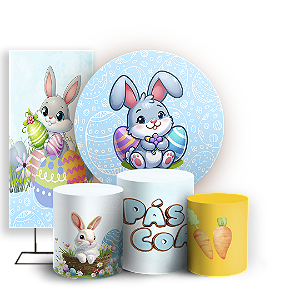 Capas Painel Redondo Trio Cilindro e Faixa Lateral Sublimado - Pascoa