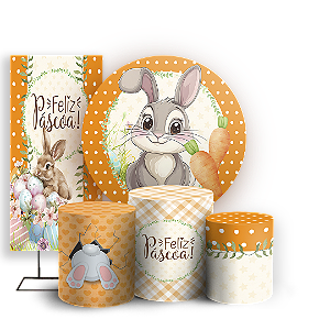 Capas Painel Redondo Trio Cilindro e Faixa Lateral Sublimado - Pascoa