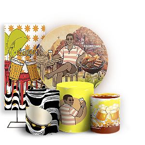 Capas Painel Redondo Trio Cilindro e Faixa Lateral Sublimado - Boteco Zeca