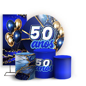 Capas Painel Redondo Trio Cilindro e Faixa Lateral Sublimado - 50 Anos