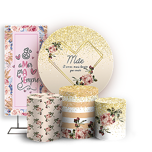 Capas Painel Redondo Trio Cilindro e Faixa Lateral Sublimado - Mãe