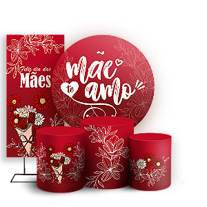 Capas Painel Redondo Trio Cilindro e Faixa Lateral Sublimado - Dia das Mães