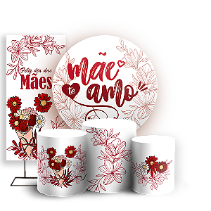 Capas Painel Redondo Trio Cilindro e Faixa Lateral Sublimado - Dia das Mães