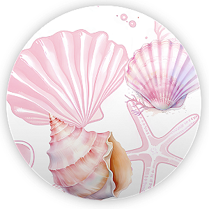 Capa Painel Redondo Sublimado - Fundo do Mar Conchas