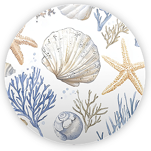 Capa Painel Redondo Sublimado - Fundo do Mar Conchas