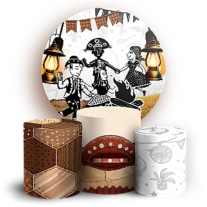 Capas Painel Redondo e Trio Cilindro Sublimado - Festa Junina