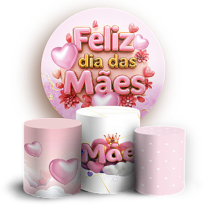 Capas Painel Redondo e Trio Cilindro Sublimado - Dia Das Mães