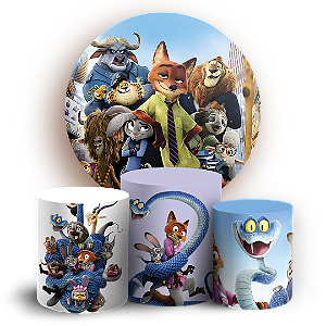 Capas Painel Redondo e Trio Cilindro Sublimado - Zootopia