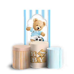 Capas Faixa Lateral e Trio Cilindro Sublimado Vest Facil - Ursinho Baby Futebol