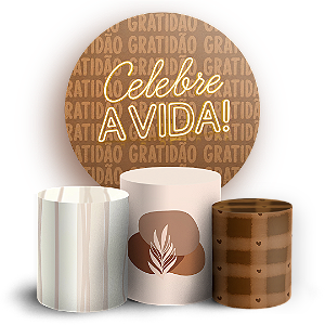 Capas Painel Redondo e Trio Cilindro Sublimado - Gratidão