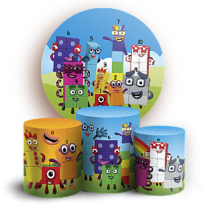 Capas Painel Redondo e Trio Cilindro Sublimado - Number Blocks