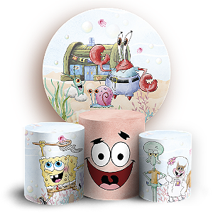 Capas Painel Redondo e Trio Cilindro Sublimado - Bob Esponja