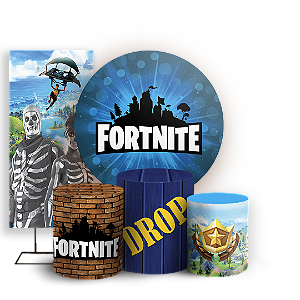 Capas Painel Redondo Trio Cilindro e Faixa Lateral Sublimado - Fortnite