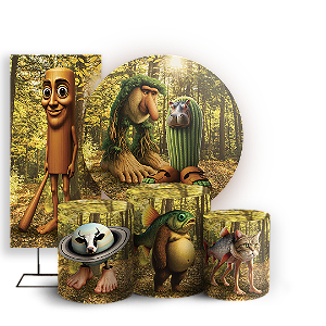 Capas Painel Redondo Trio Cilindro e Faixa Lateral Sublimado - Brainrot