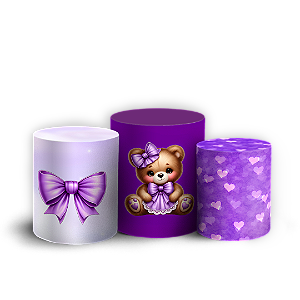 Capas Trio Cilindro Sublimado Vest Facil - Ursinho Lilas