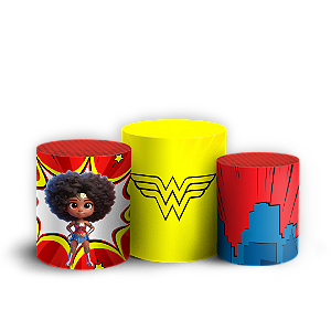 Capas Trio Cilindro Sublimado Vest Facil - Mulher Maravilha