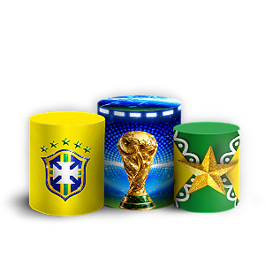 Capas Trio Cilindro Sublimado Vest Facil - Copa do Mundo Brasil