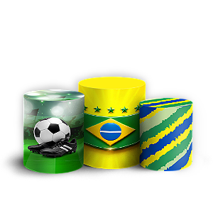 Capas Trio Cilindro Sublimado Vest Facil - Copa do Mundo Brasil