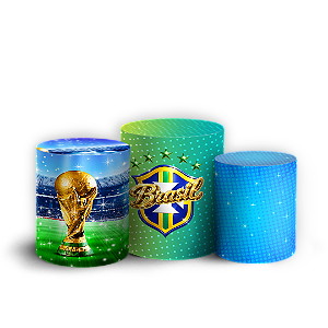 Capas Trio Cilindro Sublimado Vest Facil - Copa do Mundo Brasil