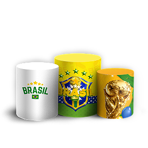 Capas Trio Cilindro Sublimado Vest Facil - Copa do Mundo Brasil