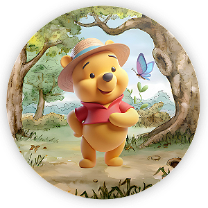 Capa Painel Redondo Sublimado - Ursinho Pooh