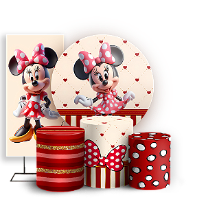 Capas Painel Redondo Trio Cilindro e Faixa Lateral Sublimado - Minnie