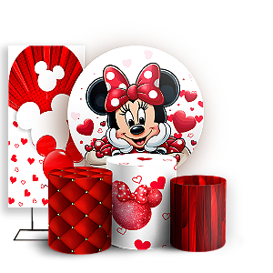Capas Painel Redondo Trio Cilindro e Faixa Lateral Sublimado - Minnie