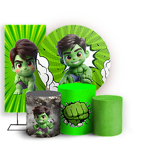 Capas Painel Redondo Trio Cilindro e Faixa Lateral Sublimado - Herois Hulk