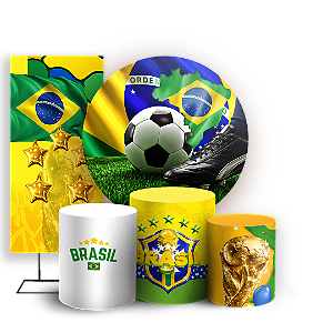 Capas Painel Redondo Trio Cilindro e Faixa Lateral Sublimado - Copa do Mundo Brasil
