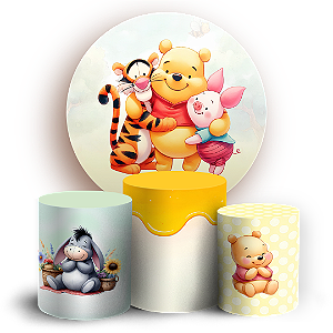 Capas Painel Redondo e Trio Cilindro Sublimado - Ursinho Pooh
