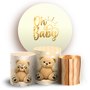 Capas Painel Redondo e Trio Cilindro Sublimado - Ursinho Oh Baby