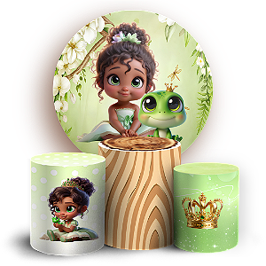 Capas Painel Redondo e Trio Cilindro Sublimado - Princesa Tiana