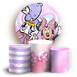 Capas Painel Redondo e Trio Cilindro Sublimado - Minnie Margarida