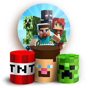 Capas Painel Redondo e Trio Cilindro Sublimado - Minecraft