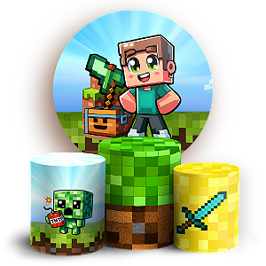 Capas Painel Redondo e Trio Cilindro Sublimado - Minecraft
