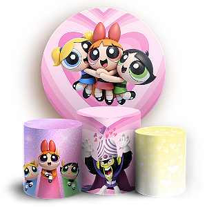 Capas Painel Redondo e Trio Cilindro Sublimado - Meninas Super Poderosas
