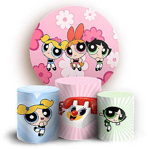 Capas Painel Redondo e Trio Cilindro Sublimado - Meninas Super Poderosas