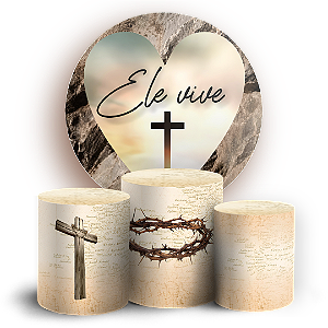 Capas Painel Redondo e Trio Cilindro Sublimado - Jesus Ele Vive