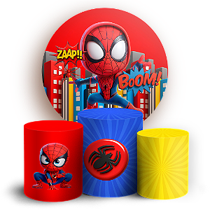 Capas Painel Redondo e Trio Cilindro Sublimado - Herois Homem Aranha