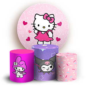 Capas Painel Redondo e Trio Cilindro Sublimado - Hello Kitty