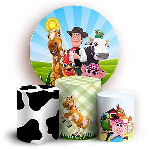 Capas Painel Redondo e Trio Cilindro Sublimado - Fazendinha do Zenom