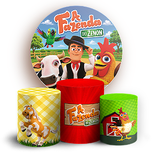 Capas Painel Redondo e Trio Cilindro Sublimado - Fazendinha do Zenom